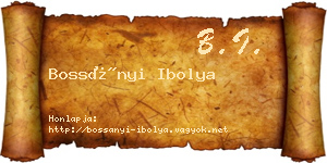 Bossányi Ibolya névjegykártya